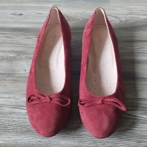 Ecco Touch Ballerina 2.0 Bow Front Flats Maroon Women's Size 40 US 9/9.5